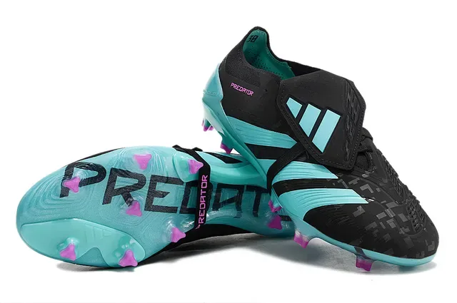 Adidas Noir Bleu Low-Cut Chaussure de football Système de fermeture par sangle Terrain ferme Chaussures de football 4