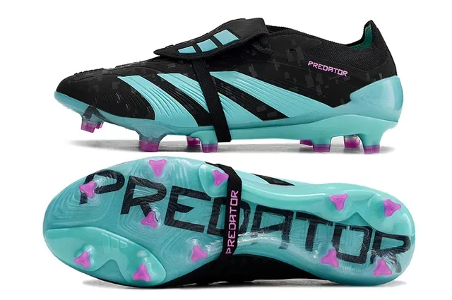 Adidas Noir Bleu Low-Cut Chaussure de football Système de fermeture par sangle Terrain ferme Chaussures de football 6