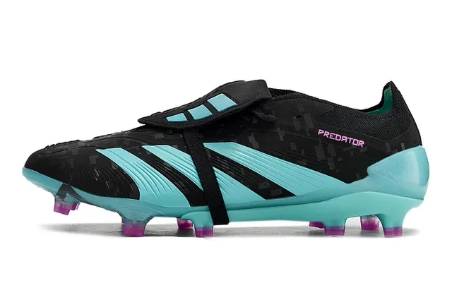 Adidas Noir Bleu Low-Cut Chaussure de football Système de fermeture par sangle Terrain ferme Chaussures de football 7