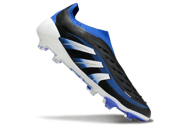 Adidas Black Blue Sock-Fit Collar Gradient Striped Upper Firm-Ground Soccer Shoes 2
