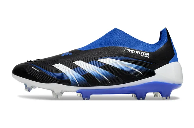 Adidas Black Blue Sock-Fit Collar Gradient Striped Upper Firm-Ground Soccer Shoes 3