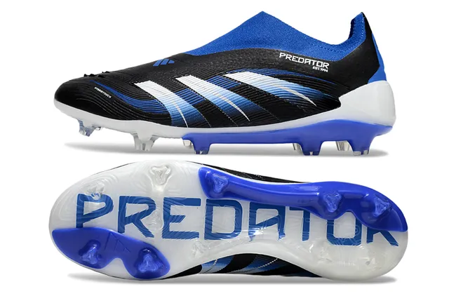 Adidas Black Blue Sock-Fit Collar Gradient Striped Upper Firm-Ground Soccer Shoes 4