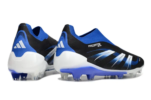Adidas Black Blue Sock-Fit Collar Gradient Striped Upper Firm-Ground Soccer Shoes 5