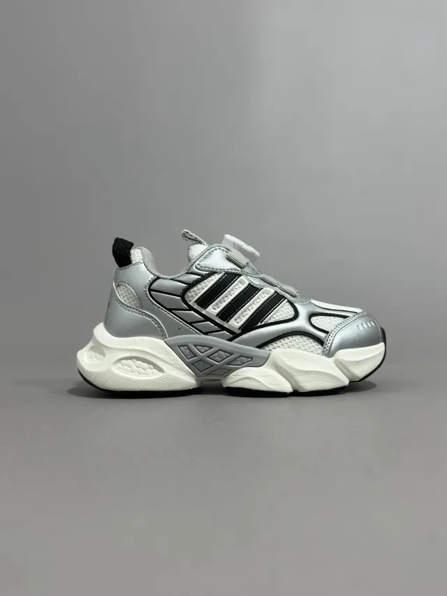 Adidas Black Gray Oversized Sole Laceless Strap Closure Chunky Sneakers 20