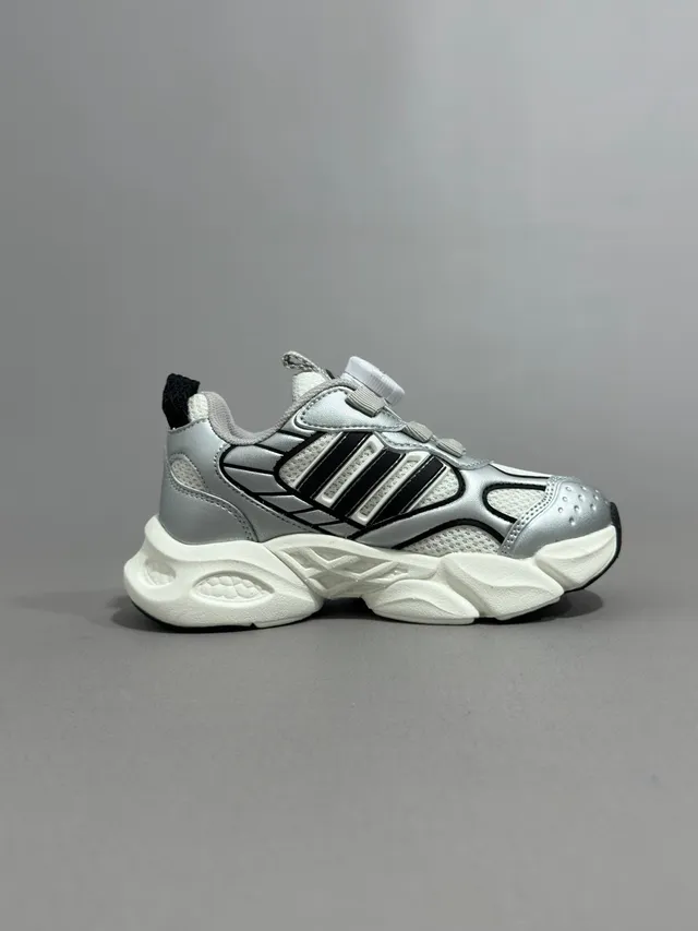 Adidas Black Gray Oversized Sole Laceless Strap Closure Chunky Sneakers 21