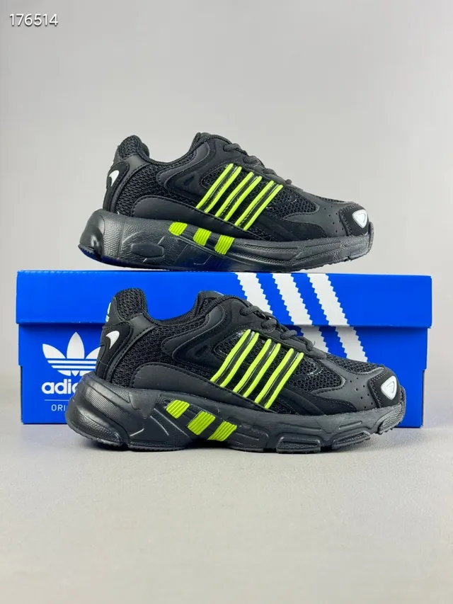 Adidas Preto Verde Solado Intermediário Malha-Sintético Híbrido Superior Tênis Chunky 6
