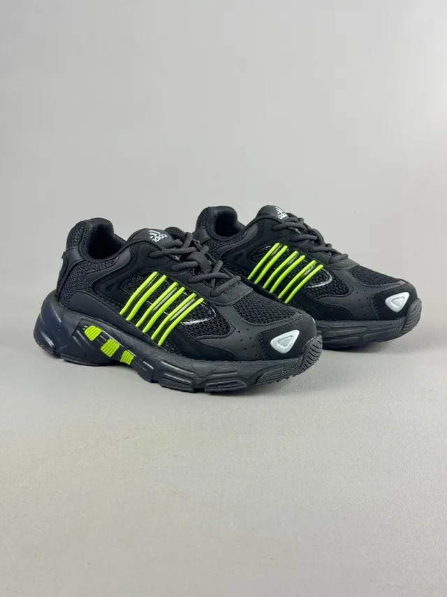 Adidas Preto Verde Solado Intermediário Malha-Sintético Híbrido Superior Tênis Chunky 14
