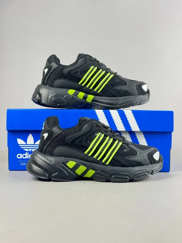 Adidas Preto Verde Solado Intermediário Malha-Sintético Híbrido Superior Tênis Chunky 15