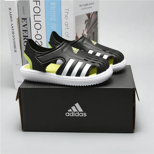 Adidas Sandales Casuales Noires Vertes Ouvertes à l'orteil avec Sangle 6