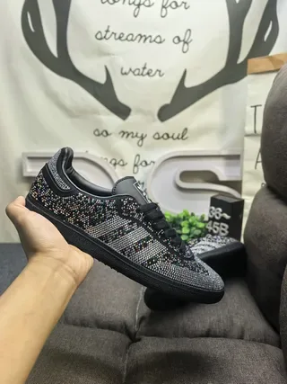 Adidas Black Multicolor Crystal-Embellished Three-Stripe Side Lifestyle Sneakers 5