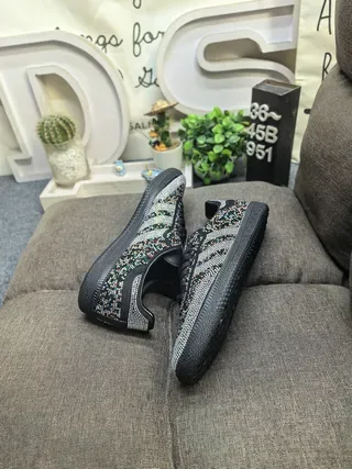 Adidas Black Multicolor Crystal-Embellished Three-Stripe Side Lifestyle Sneakers 6