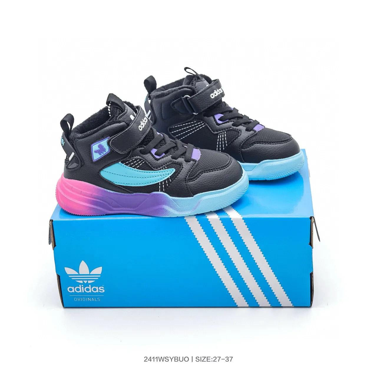 Adidas Black Multicolor High-Top Velcro Strap Chunky Sneakers 3