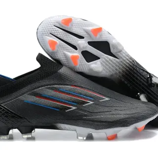 Adidas Black Orange Sock-Fit Collar Asymmetric Lacing Cover Firm-Ground Soccer Shoes