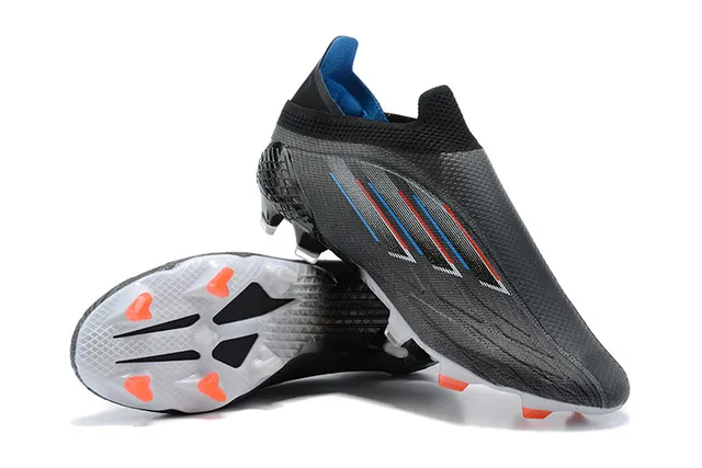 Adidas Black Orange Sock-Fit Collar Asymmetric Lacing Cover Firm-Ground Soccer Shoes 6