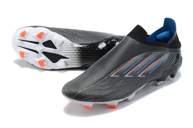 Adidas Black Orange Sock-Fit Collar Asymmetric Lacing Cover Firm-Ground Soccer Shoes 7