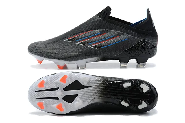 Adidas Black Orange Sock-Fit Collar Asymmetric Lacing Cover Firm-Ground Soccer Shoes 9