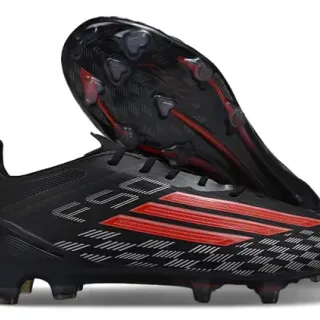 Adidas Black Red Low-Cut Synthetic Upper Textured Chassis Firm-Ground Soccer Shoes