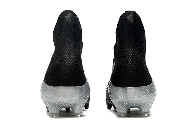 Adidas Black Silver High-Cut Sock-Fit Upper Asymmetric Hidden Lacing Firm-Ground Soccer Shoes 3