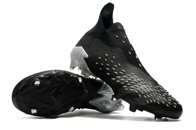 Adidas Black Silver High-Cut Sock-Fit Upper Asymmetric Hidden Lacing Firm-Ground Soccer Shoes 4