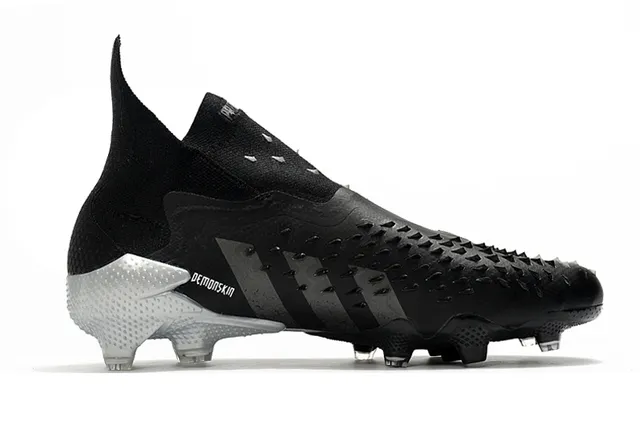 Adidas Black Silver High-Cut Sock-Fit Upper Asymmetric Hidden Lacing Firm-Ground Soccer Shoes 7