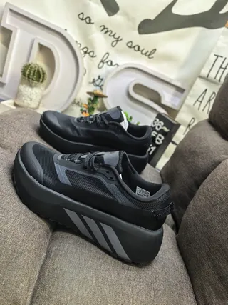 Adidas Black White Chunky Platform Sole Mesh-and-Synthetic Upper Lifestyle Sneakers 17