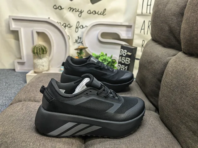 Adidas Black White Chunky Platform Sole Mesh-and-Synthetic Upper Lifestyle Sneakers 21