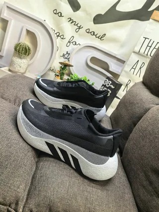 Adidas Black White Knit Upper Segmented Foam Midsole Lifestyle Sneakers 7