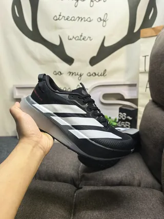 Adidas Black White Low-Profile Racing Silhouette Engineered Mesh Upper Running Shoes 5