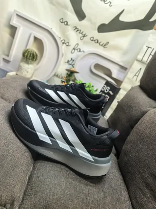 Adidas Black White Low-Profile Racing Silhouette Engineered Mesh Upper Running Shoes 7