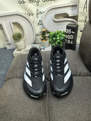 Adidas Black White Low-Profile Racing Silhouette Engineered Mesh Upper Running Shoes 10