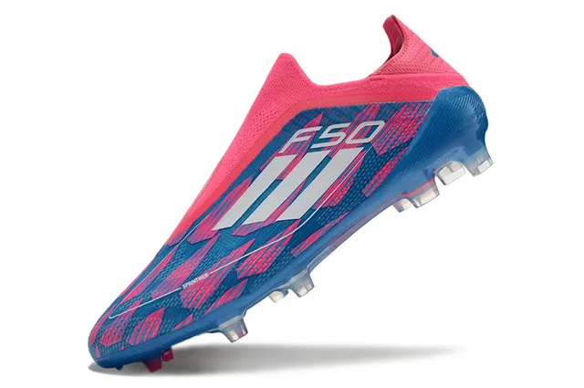 Adidas নীল গোলাপি লো-কাট সক-ফিট কলার জ্যামেট্রিক প্রিন্ট ফার্ম-গ্রাউন্ড সকার জুতো 3