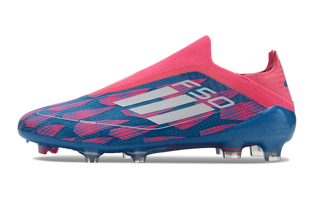 Adidas নীল গোলাপি লো-কাট সক-ফিট কলার জ্যামেট্রিক প্রিন্ট ফার্ম-গ্রাউন্ড সকার জুতো 7