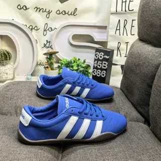 Adidas Blue White Low-Top Stitched Leather Upper Lifestyle Sneakers