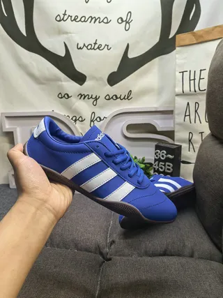 Adidas Blue White Low-Top Stitched Leather Upper Lifestyle Sneakers 5