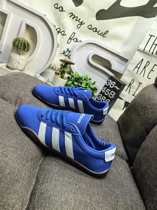 Adidas Blue White Low-Top Stitched Leather Upper Lifestyle Sneakers 7