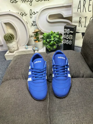 Adidas Blue White Low-Top Stitched Leather Upper Lifestyle Sneakers 10
