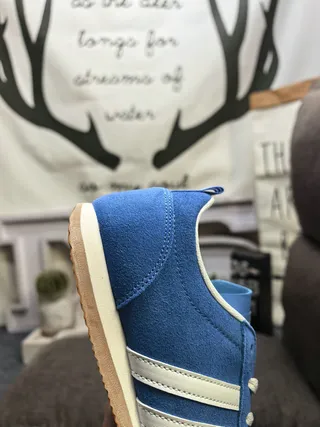 Adidas Blue White Suede Upper Three-Stripe Side Panel Lifestyle Sneakers 3