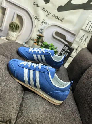 Adidas Blue White Suede Upper Three-Stripe Side Panel Lifestyle Sneakers 7