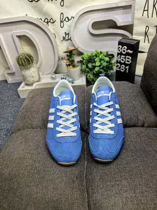 Adidas Blue White Suede Upper Three-Stripe Side Panel Lifestyle Sneakers 10