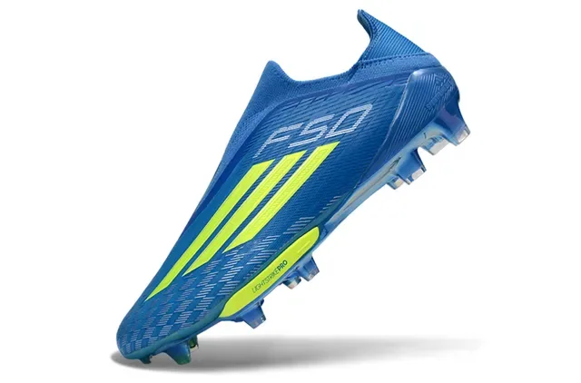 Adidas أحذية كرة القدم أزرق أصفر Low-Cut Knit Upper رباط غير متماثل Firm-Ground 3