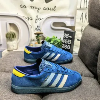 Adidas Blue Yellow Suede Upper Three-Stripe Side Panel Lifestyle Sneakers