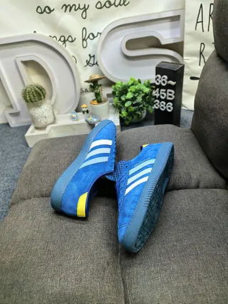 Adidas Blue Yellow Suede Upper Three-Stripe Side Panel Lifestyle Sneakers 6