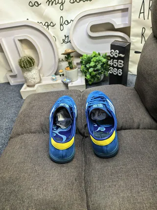 Adidas Blue Yellow Suede Upper Three-Stripe Side Panel Lifestyle Sneakers 8