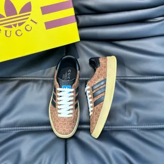 Adidas Brown Black Monogram-Print Upper Three Stripes Lifestyle Sneakers