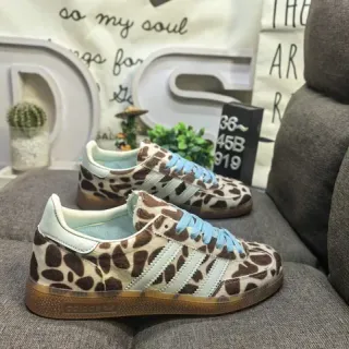Adidas Brown Blue Leopard-Print Upper Light Laces Lifestyle Sneakers