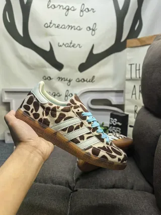 Adidas Brown Blue Leopard-Print Upper Light Laces Lifestyle Sneakers 5
