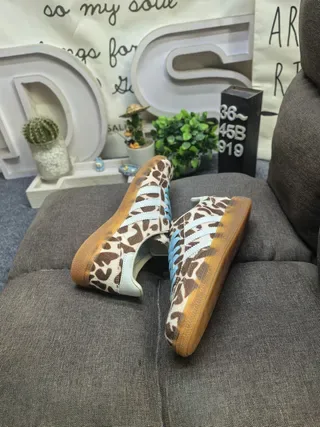 Adidas Brown Blue Leopard-Print Upper Light Laces Lifestyle Sneakers 6