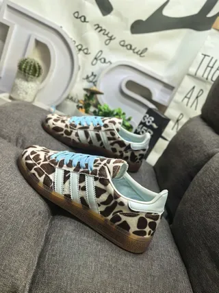 Adidas Brown Blue Leopard-Print Upper Light Laces Lifestyle Sneakers 7