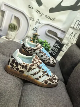Adidas Brown Blue Leopard-Print Upper Light Laces Lifestyle Sneakers 9