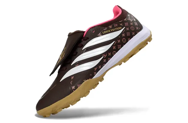 Adidas Marron Rose Low-Top Impression Monogramme Partie Supérieure Turf Chaussures Football 3